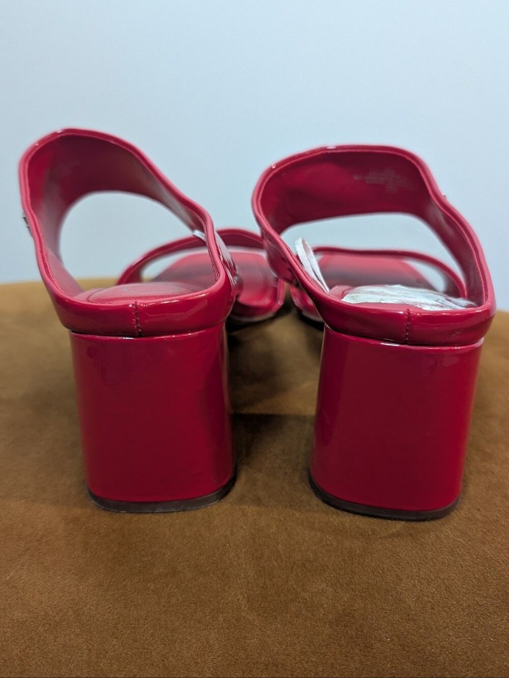 Calvin Klein Red Patent Double-Strap Slide Sandals Size 9M - Picture 6 of 8